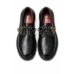 Mens Black Chunky Sole Rugged Shoes